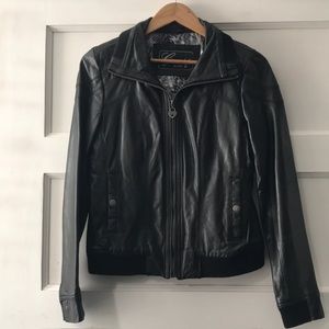 LEATHER GUESS Leather Black Jacket